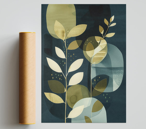 Golden Bloom On Navy