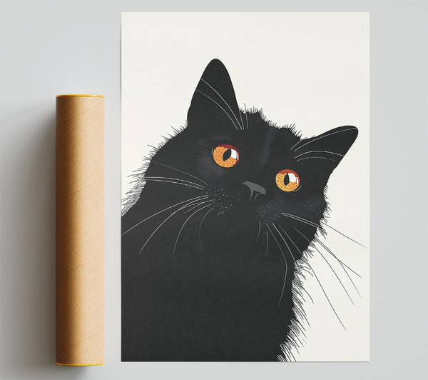 Black Cat With Amber Eyes