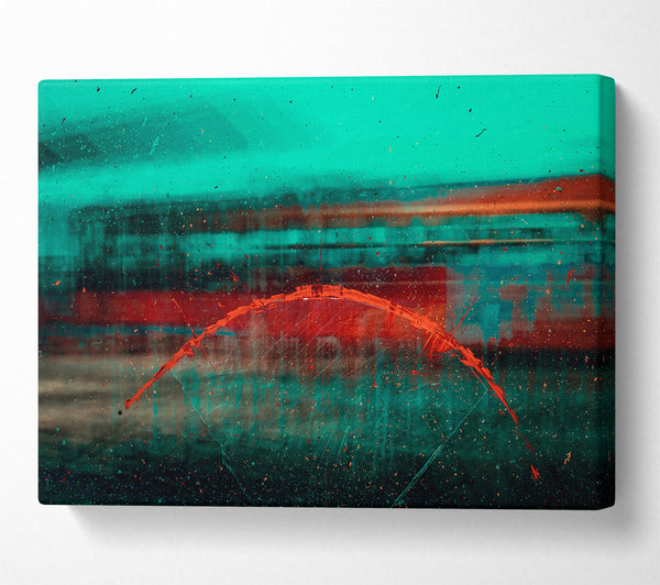 Red Streak On Teal Glass