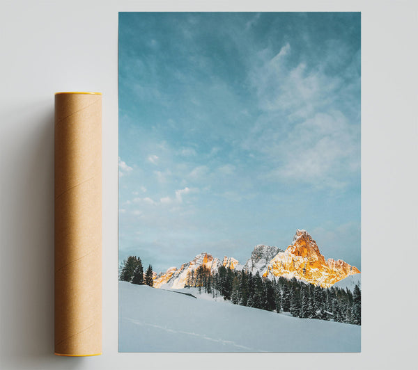 Golden Peaks In Snow