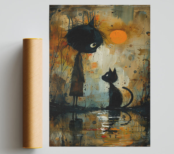 Orange Sunset Shadow Cats