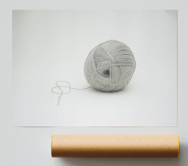 Gray Yarn Ball Unraveling