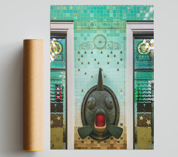 Aqua Fish Face Tilework