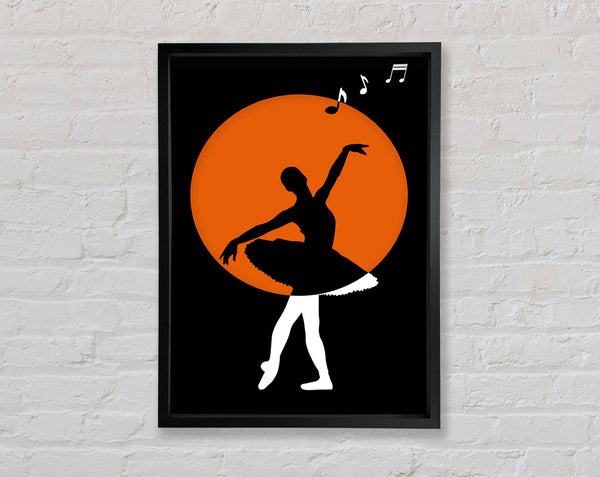 Ballerina Silhouette  Orange Circle