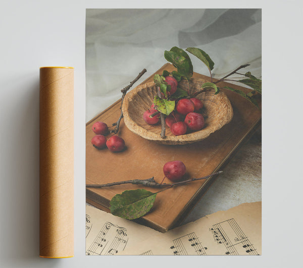 Crimson Apples On Wood