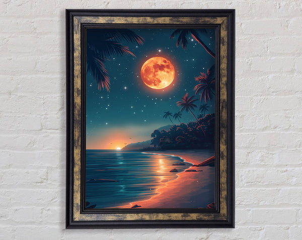 Beach Burning Moon