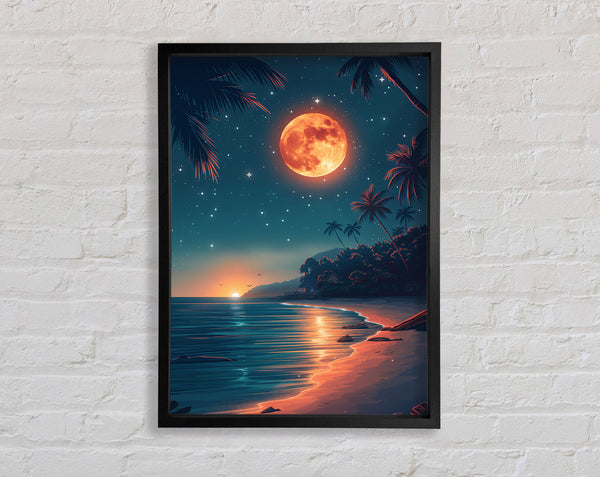 Beach Burning Moon