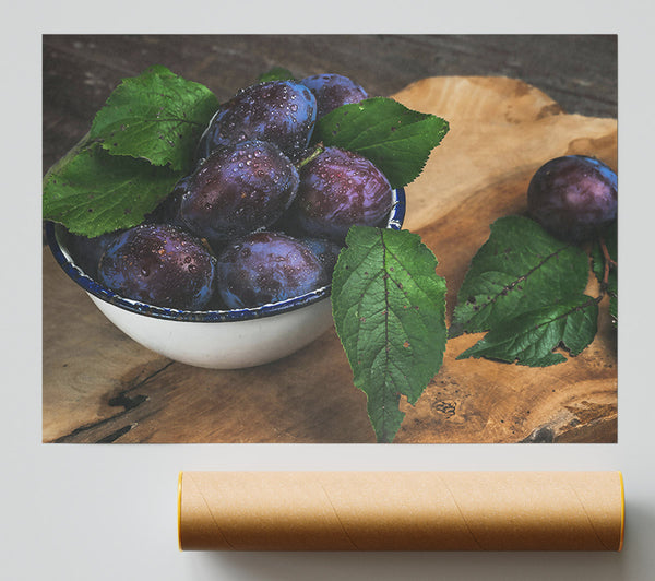 Purple Plums And Leaves