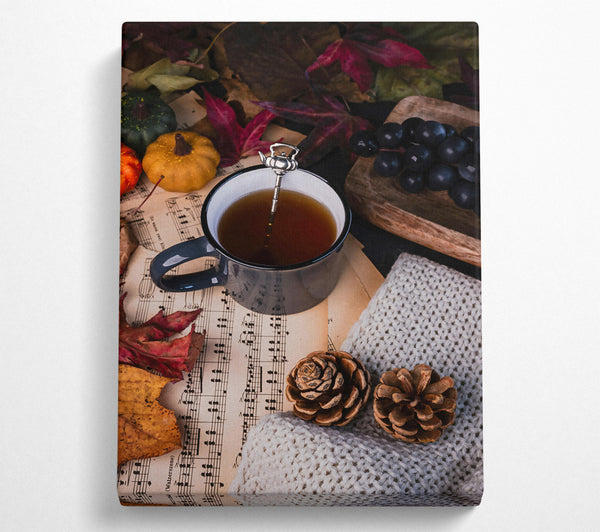 Brown Tea And Autumn Leaves.