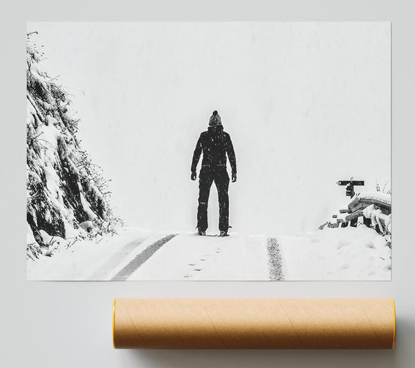 Black Figure In White Snow