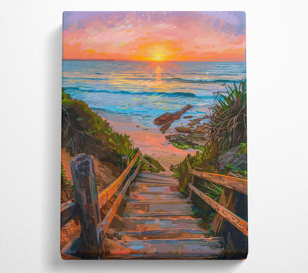 Golden Beach Sunset Steps