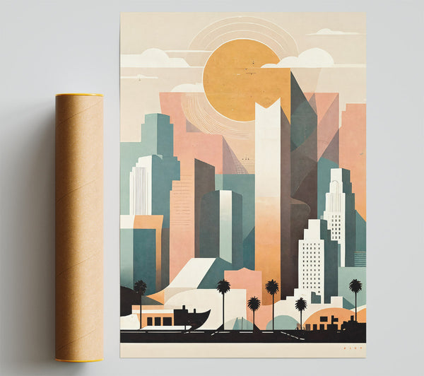 Sunset Cityscape In Peach