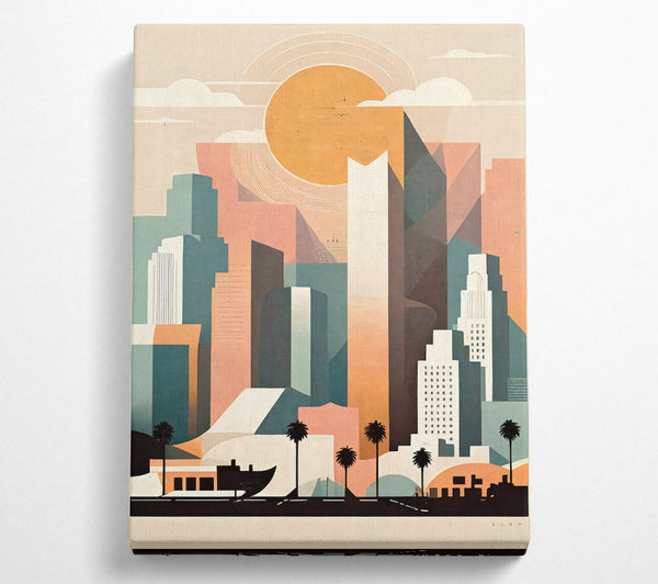 Sunset Cityscape In Peach