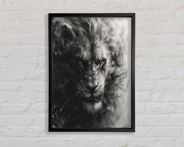 Black And White Lion Fierce