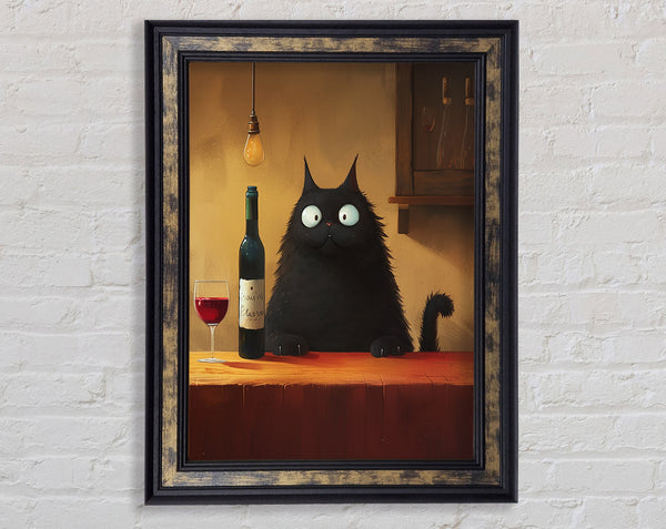 Walnut Cat Drinking Wine