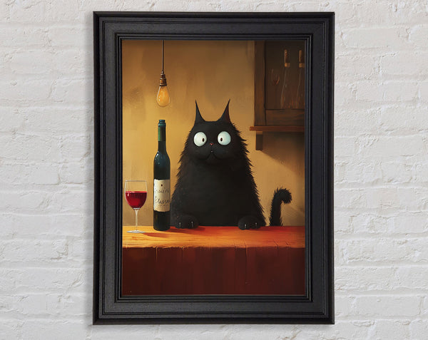 Black Cat Drinking Wine