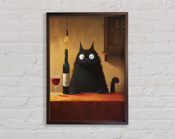 Walnut Cat Drinking Wine