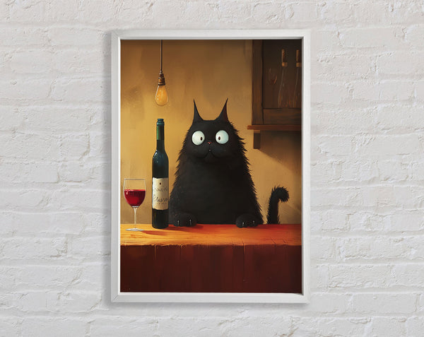 White Cat Drinking Wine