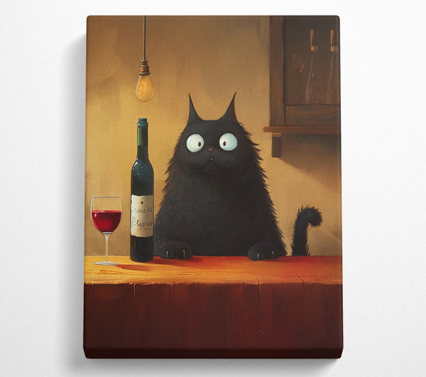 Black Cat Drinking Wine