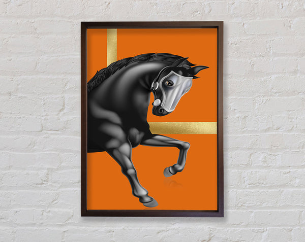 Walnut Horse With Orange