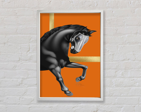 White Horse With Orange