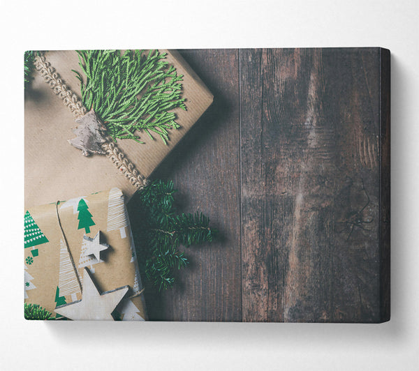 Green Gifts On Wood