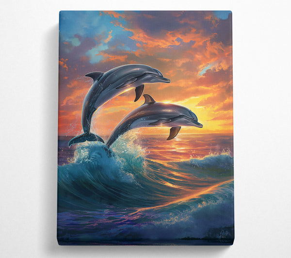 Orange Sunset Dolphins