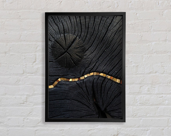 Black Wood Effect With Gold Line