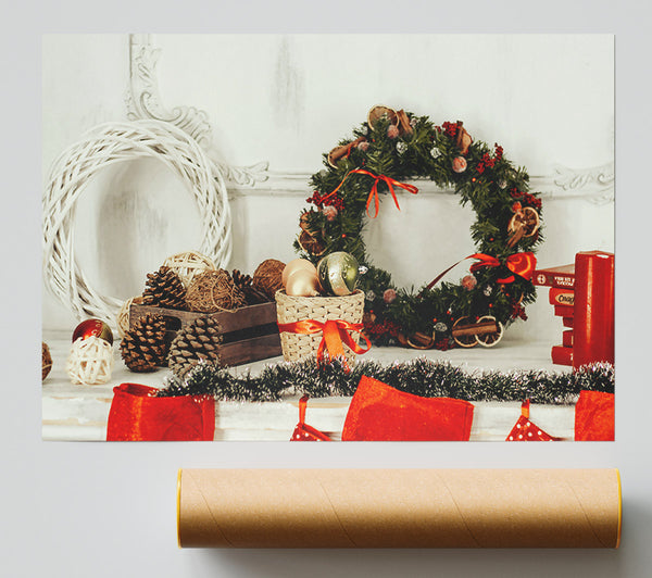 Red Christmas Mantle Decor