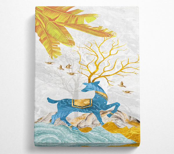 Blue Abstract Deer