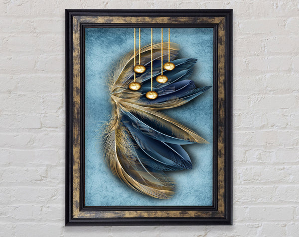 Blue And Gold Abstract Feathers