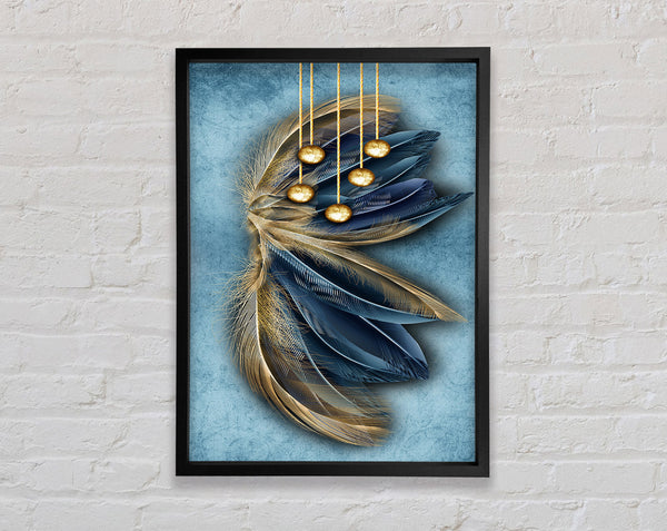 Blue And Gold Abstract Feathers