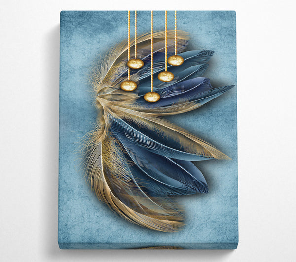 Blue And Gold Abstract Feathers