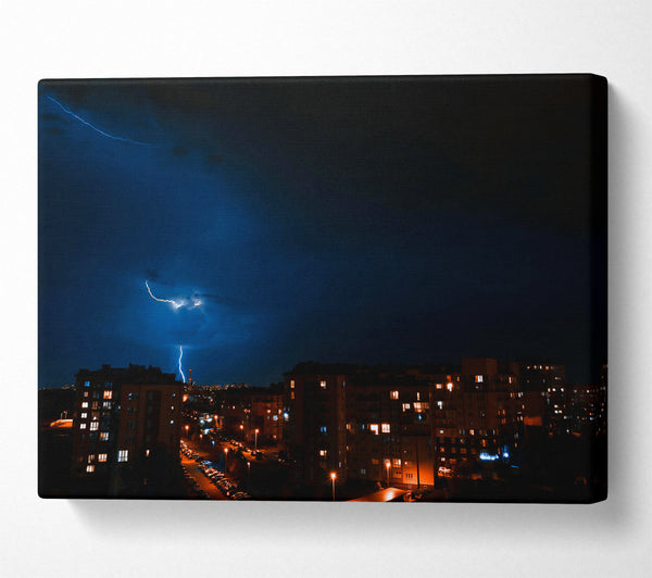 Blue Lightning Cityscape