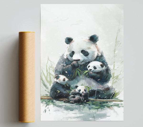 White Panda Family Feasting