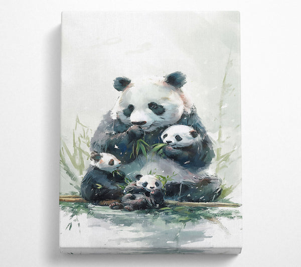 White Panda Family Feasting