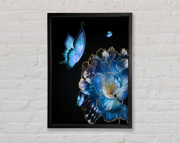 Blue Butterfly And Flower