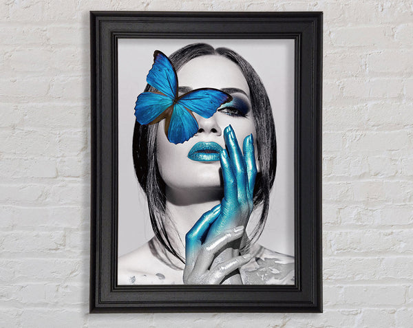 Blue Butterfly  Black And White Woman