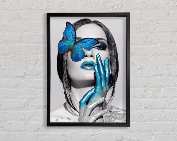 Blue Butterfly  Black And White Woman