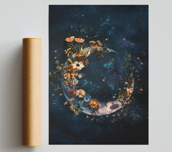 Midnight Floral Crescent