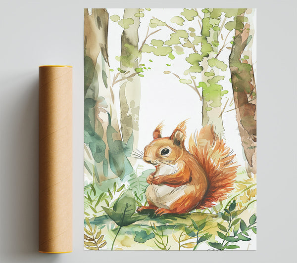 Orange Squirrel In Woods