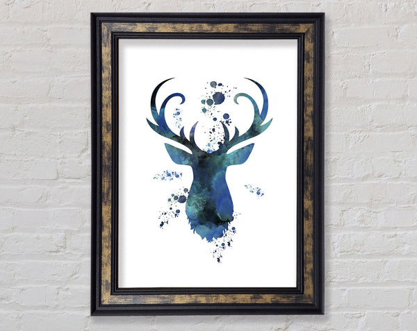 Blue Watercolour Stag