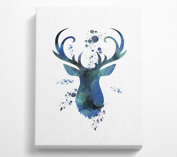 Blue Watercolour Stag