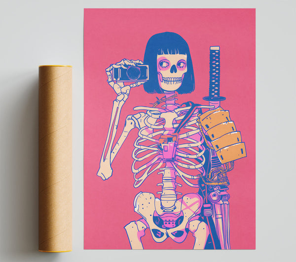 Pink Samurai Skeleton