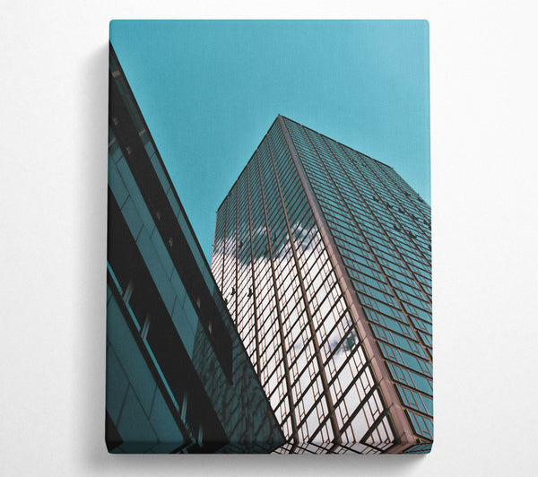 Teal Glass Cityscape