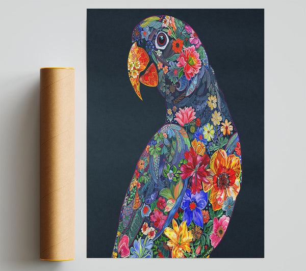 Blue Floral Parrot