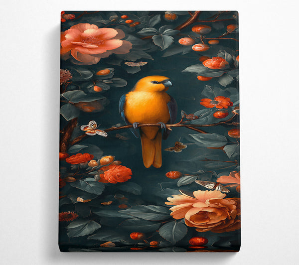 Orange Bird In Bloom