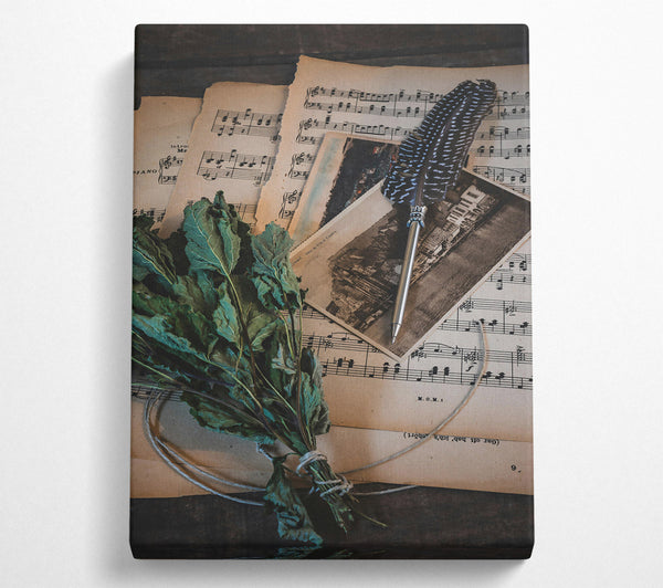 Silver Quill And Green Leaves