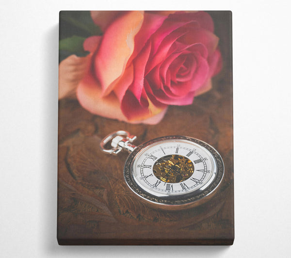 Pink Rose And Timepiece