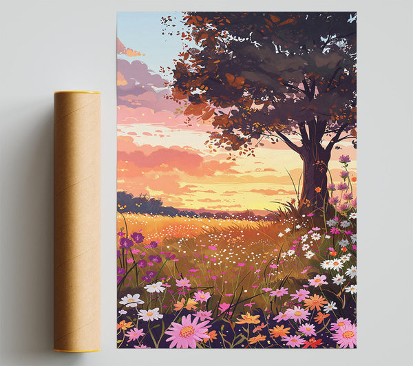 Orange Sunset Meadow